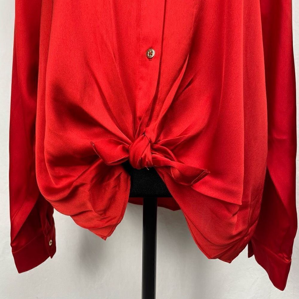 Bold Elements NWT Silken Tie Front Long Sleeve Blouse - Women’s XL - Picture 6 of 10